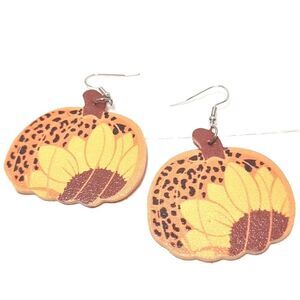 PUMPKIN SUNFLOWER LEOPARD PRINT cute fun fall whimsical earrings